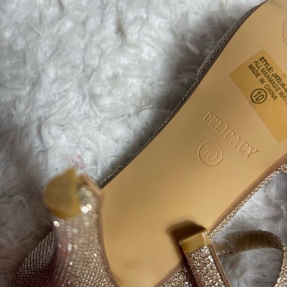 Delicacy"Jayda" Rose Gold Glittery Ankle Strap Pointed Toe  Heels Size 10 - Picture 9 of 9
